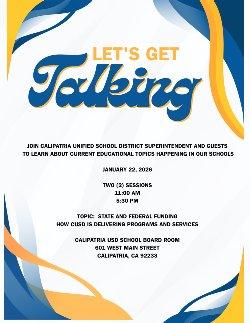 Let's Get Talking Flyer for January 22 2026